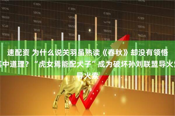 速配资 为什么说关羽虽熟读《春秋》却没有领悟其中道理？“虎女焉能配犬子”成为破坏孙刘联盟导火索