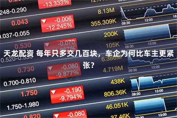 天龙配资 每年只多交几百块,车企为何比车主更紧张?